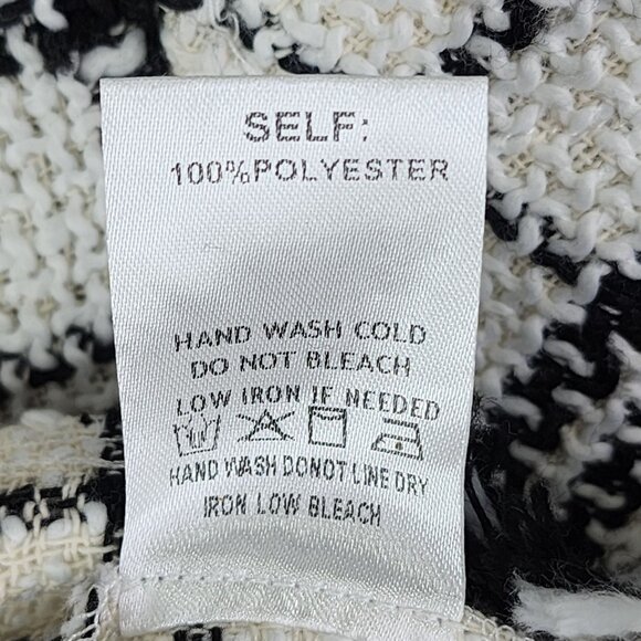 Womens Aaron & Amber Plaid Jacket Button Up Black & White 3/4 Sleeve Raw Hem M - Picture 8 of 11